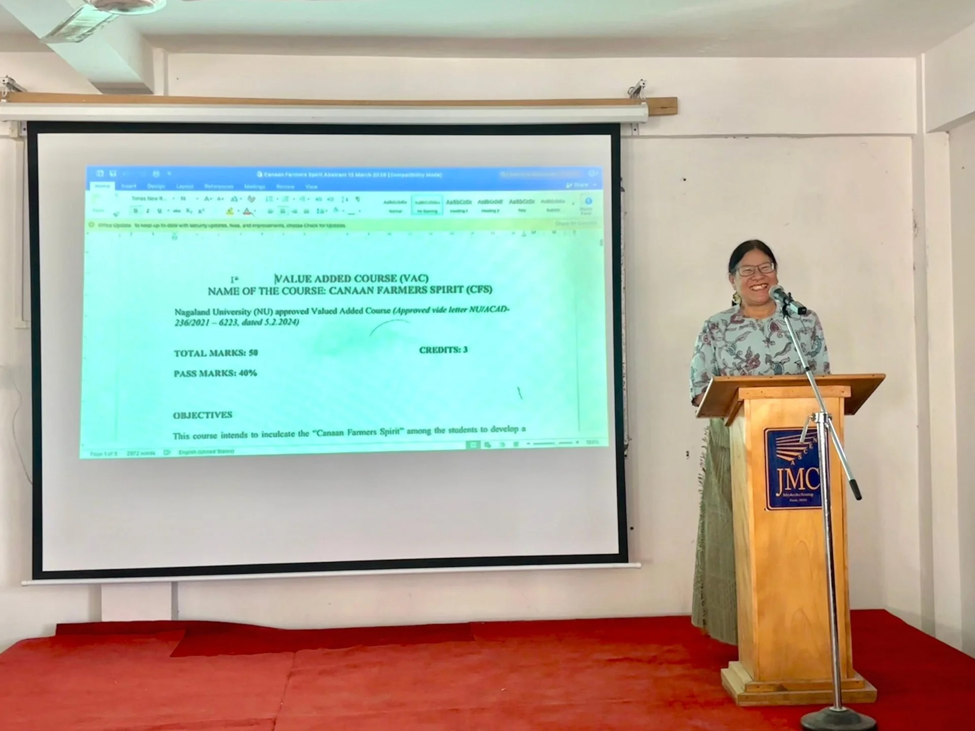 Introductory Talk on ‘Canaan Farmer Spirit’ held at Jubilee Memorial College