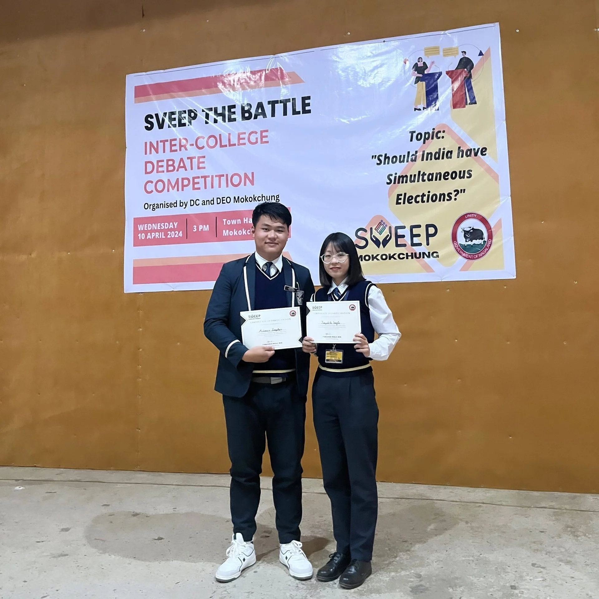 MEDEMREN AND YIMYATETLA SANGLIR BAGGED 2ND POSITION IN INTERCOLLEGE DEBATE COMPETITION ORGANIZED BY SVEEP
